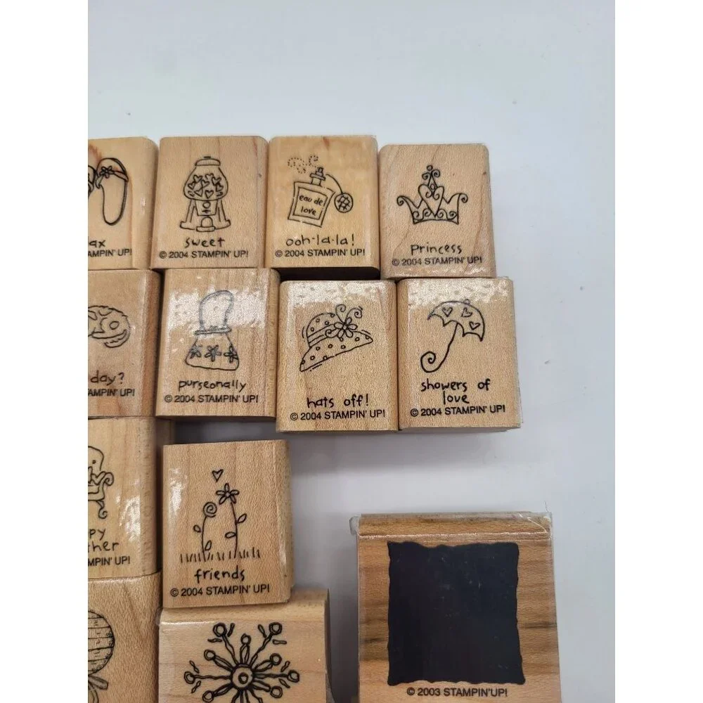 Stampin' Up! Lot of 23 Wood Mounted Rubber Stamps Love Notes, Baby, Thanks. Misc - Picture 3 of 8